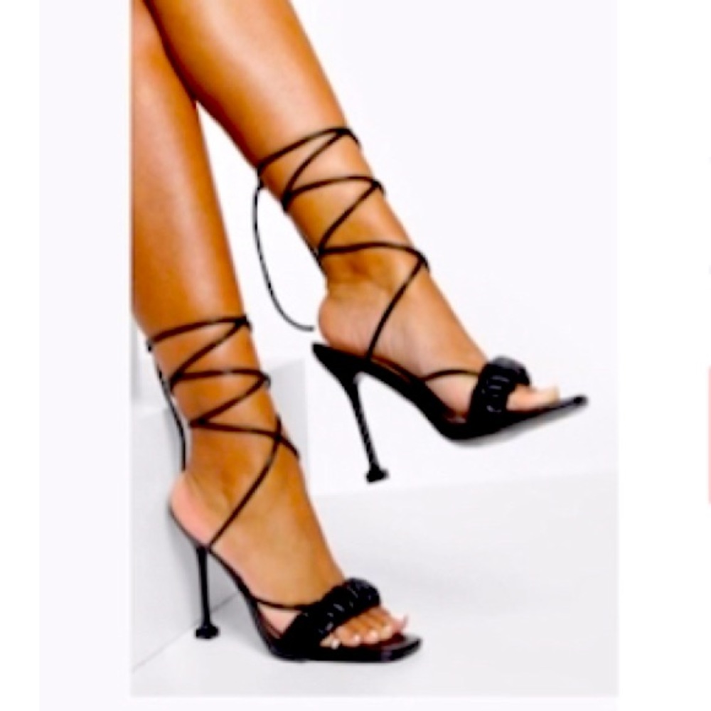 Ruched wrap up sandals